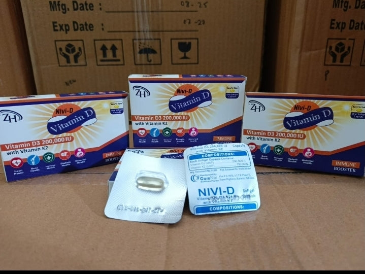 Nivi-D Vitamin D3 200,000 IU with Vitamin K2 – Softgel Capsule