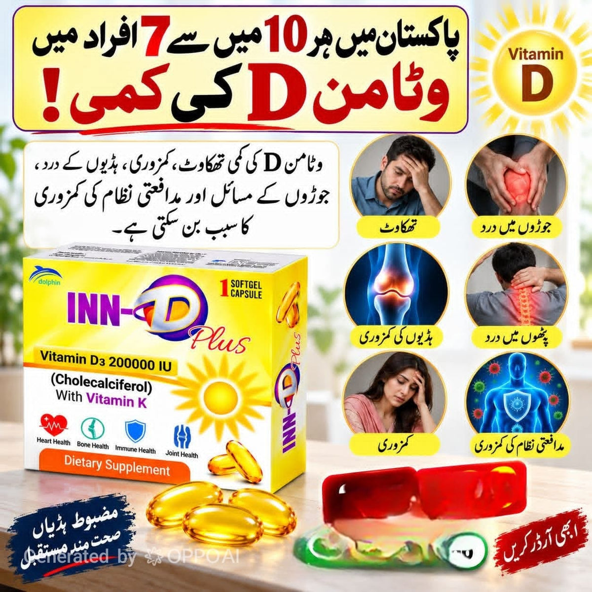 INN-D Plus Vitamin D3 200,000 IU with Vitamin K – Softgel Capsule