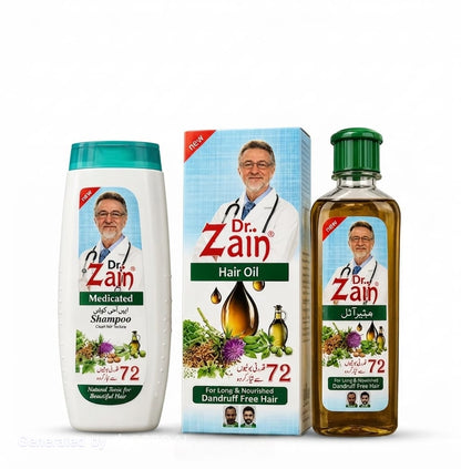 Dr. Zain Herbal Hair Care Combo – Medicated Shampoo & Herbal Hair Oil