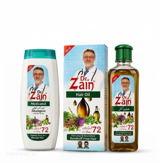 Dr. Zain Herbal Hair Care Combo – Medicated Shampoo & Herbal Hair Oil