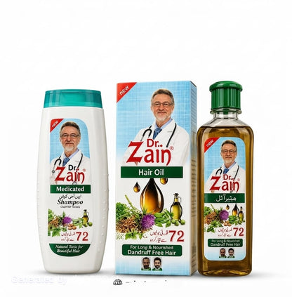 Dr. Zain Herbal Hair Care Combo – Medicated Shampoo & Herbal Hair Oil