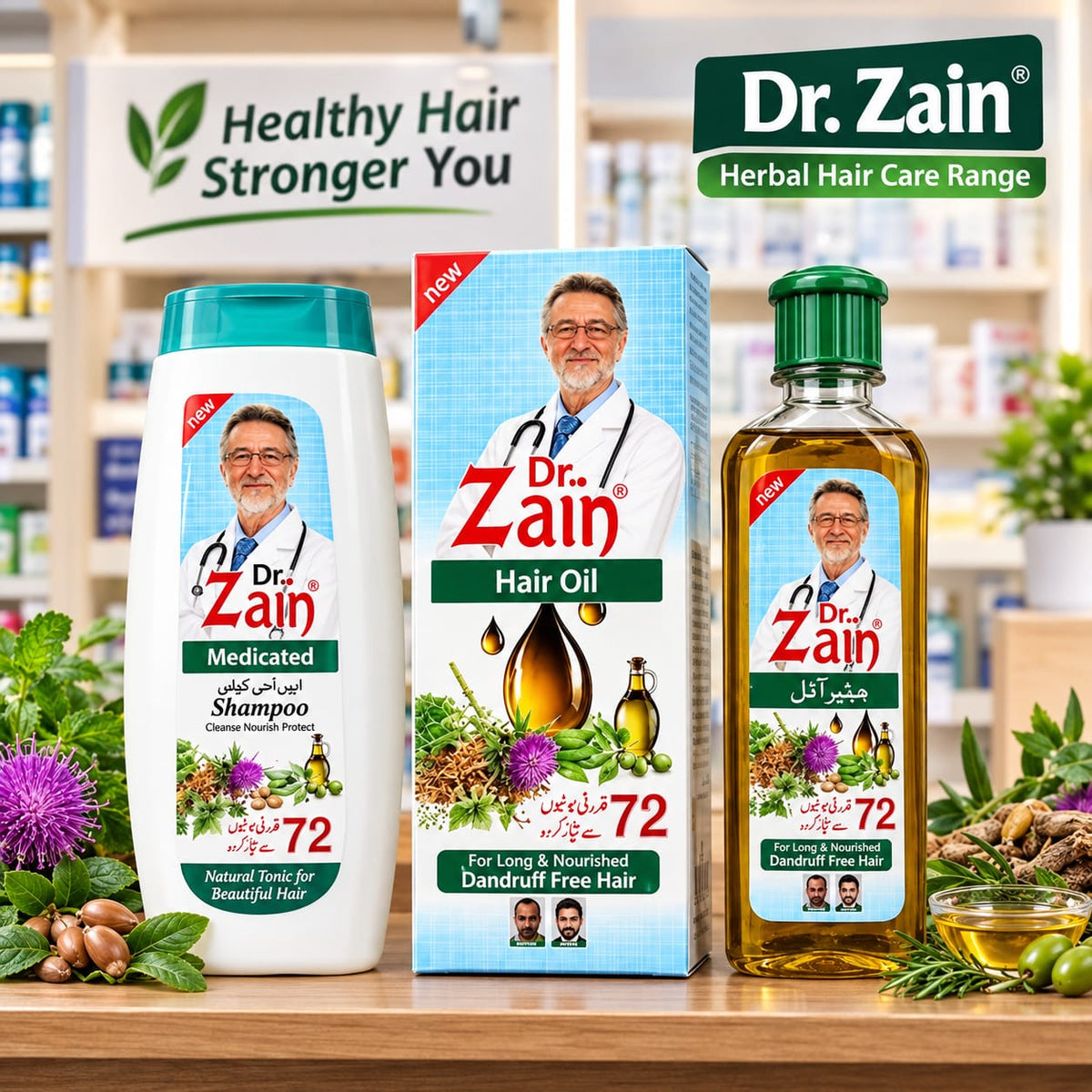 Dr. Zain Herbal Hair Care Combo – Medicated Shampoo & Herbal Hair Oil
